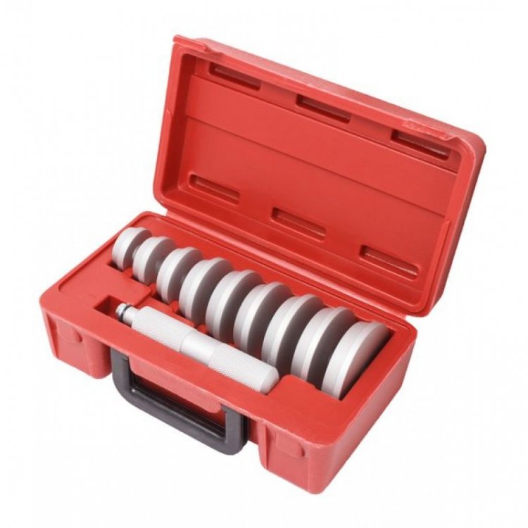 Набор оправок алюминевых для запрессовки подшипников и сальников 10пр.(39.5, 44.5, 50, 59, 63, 65, 72, 76, 81мм), в кейсе Набор оправок алюминевых для запрессовки подшипников и сальников 10пр.(39.5, 44.5, 50, 59, 63, 65, 72, 76, 81мм), в кейсе