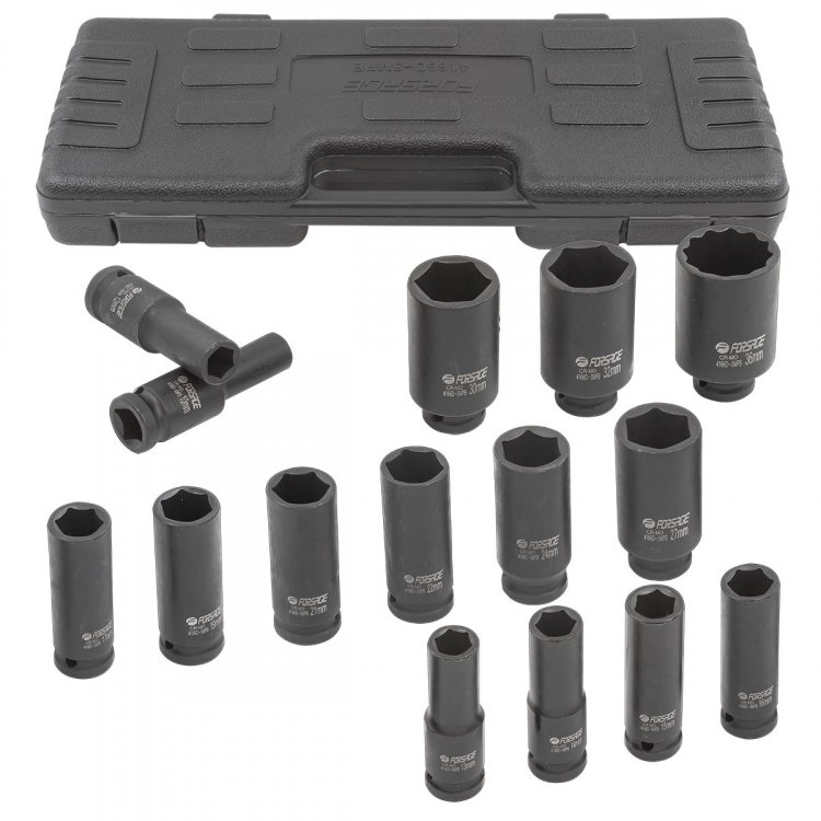 Набор головок ударных глубоких 15пр.,1/2" 6гр.(10,12-17,19,21,22,24,27,30,32мм,36мм-12гр), в пластиковом кейсе