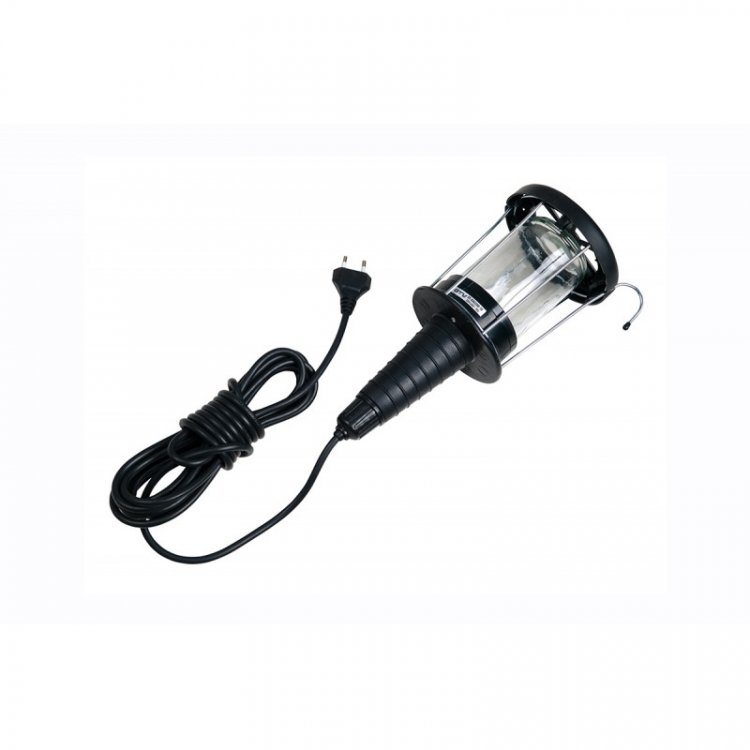 Светильник переносной (для ламп Е27, max 60W, IP20, AC220-240V, кабель 5м, черный, резиновая защита)