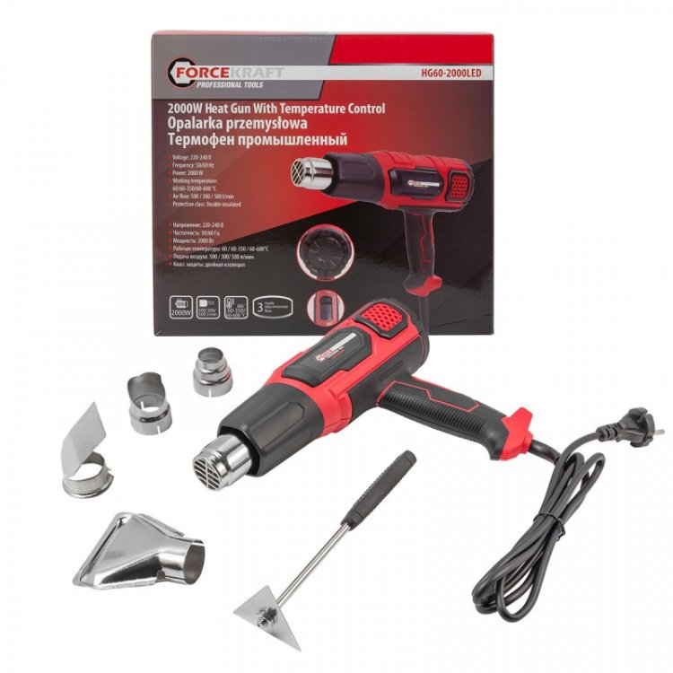 Фен промышленный электрический с регулировкой воздуха и насадками(220В,50/60Гц,2000Вт, 60/350/600С°,50/300/500л/мин,класс защиты-двойная изоляция) Фен промышленный электрический с регулировкой воздуха и насадками(220В,50/60Гц,2000Вт, 60/350/600С°,50/300/500л/мин,класс защиты-двойная изоляция)