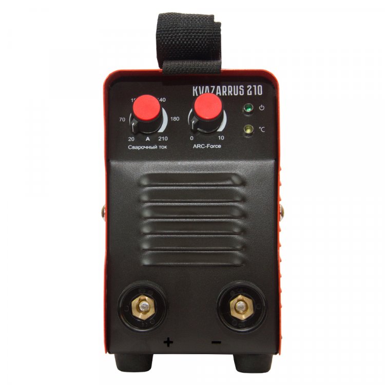 Сварочный аппарат KVAZARRUS 210 - Регулировка форсажа дуги (контроль стабилизации дуги). Горячий старт, антизалипание. Работает от 140В. MMA, розетки 25 мм2, напряжение питания: 220В±15%, Диапазон сварочного тока: 20-210А, ПВ: 60%, ремень для перенос Сварочный аппарат KVAZARRUS 210 - Регулировка форсажа дуги (контроль стабилизации дуги). Горячий старт, антизалипание. Работает от 140В. MMA, розетки 25 мм2, напряжение питания: 220В±15%, Диапазон сварочного тока: 20-210А, ПВ: 60%, ремень для перенос