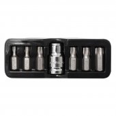 Набор бит TORX с отверстием и битодержателем,7пр.1/2"(L:30мм;Т25,Т30,Т40,Т45,Т50,Т55), в ложементе