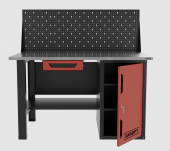 Верстак однотумбовый с ящиком и экраном 1400*700 GAROPT красный, GT1400STDY1PP.red