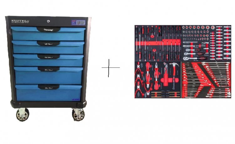 Тележка профессиональная с 5 ящиками+инструмент 157 предметов