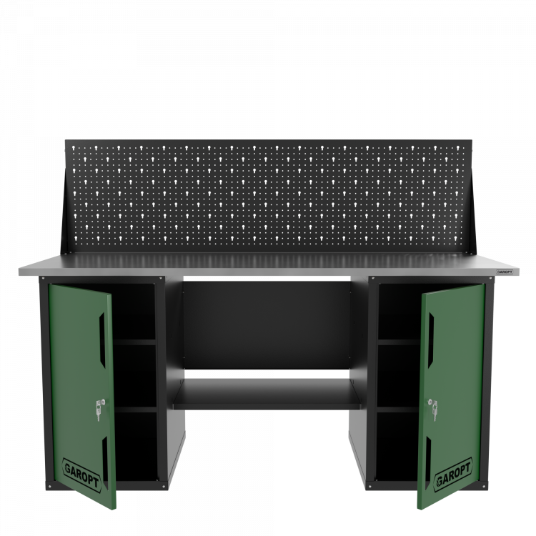 Верстак двухтумбовый с экраном, зеленый 1800*700 Garopt, GT1800DDPP.green