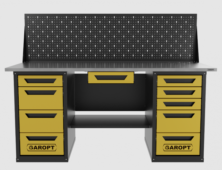 Верстак двухтумбовый 4 ящиков /5 ящиков с экраном и ящиком, 1800*700 желтый GAROPT, GT1800Y1Y4Y5PP.yell Верстак двухтумбовый 4 ящиков /5 ящиков с экраном и ящиком, 1800*700 желтый GAROPT, GT1800Y1Y4Y5PP.yell