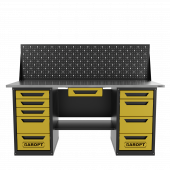 Верстак двухтумбовый 4 ящиков /5 ящиков с экраном и ящиком, 1800*700 желтый GAROPT, GT1800Y1Y4Y5PP.yell