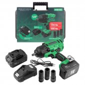 Гайковерт ударный аккумуляторный 1/2"+набор головок ударных глуб.17,19,21мм(2 БАТАРЕИ,20V,5.0AH LI-ION,1550об/мин,3 реж.усилия:130,400,1356Нм),в кейсе Гайковерт ударный аккумуляторный 1/2"+набор головок ударных глуб.17,19,21мм(2 БАТАРЕИ,20V,5.0AH LI-ION,1550об/мин,3 реж.усилия:130,400,1356Нм),в кейсе