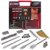 Набор сверел и бит 57пр.,в кейсе