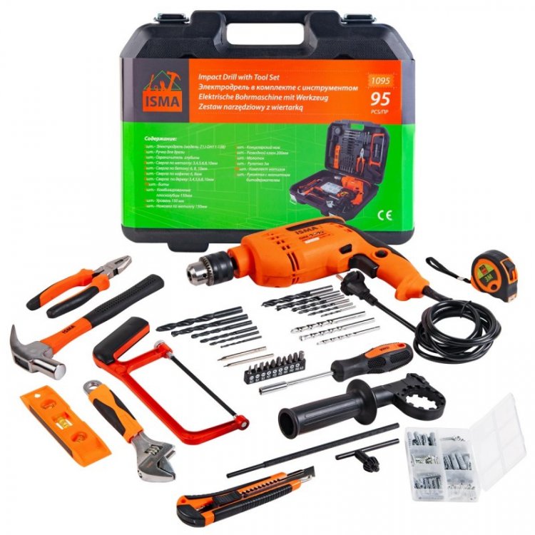 Набор инструментов с дрелью электрической,95пр.(220V,750W,0-2900об/мин),в кейсе