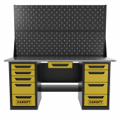 Верстак двухтумбовый 4 ящиков /5 ящиков с двумя экранами и ящиком, 1800*700 желтый GAROPT, GT1800Y1Y4Y5PP2.yell