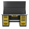 Верстак двухтумбовый 4 ящиков /5 ящиков с двумя экранами и ящиком, 1800*700 желтый GAROPT, GT1800Y1Y4Y5PP2.yell