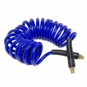 Шланг витой полиуретановый 6.5 х 10мм х 5м с резьбовыми наконечниками 1/4"(для воздуха)