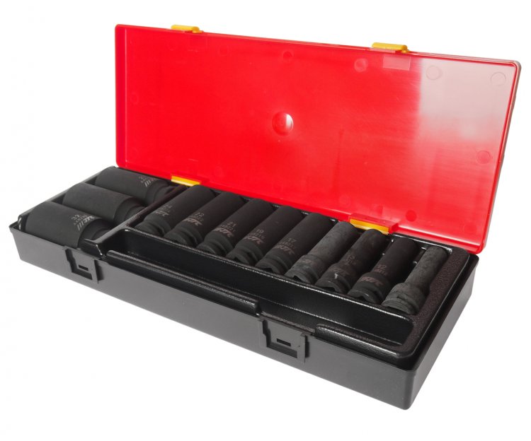 НАБОР ГОЛОВОК ТОРЦЕВЫХ 1/2" 6-ТИ ГРАННЫХ 10-32ММ УДАРНЫХ ГЛУБОКИХ 12 ПРЕДМЕТОВ В КЕЙСЕ JTC