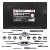 Набор метчиков и плашек метрический 20пр. (М3х0.5, М4х0.7, М5х0.8, М6х1, М7х1, М8х1.25, М10х1.5, М12х1.75, 1/8NPT27), в металлическом кейсе Набор метчиков и плашек метрический 20пр. (М3х0.5, М4х0.7, М5х0.8, М6х1, М7х1, М8х1.25, М10х1.5, М12х1.75, 1/8NPT27), в металлическом кейсе