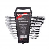 Набор ключей комбинированных трещоточных с шарниром 9пр. (8,10,12,13,14,16,17,18,19мм )в пластиковом держателе