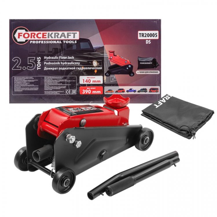 Домкрат подкатной гидравлический 2.5т (h min 140мм, h max 390мм) Домкрат подкатной гидравлический 2.5т (h min 140мм, h max 390мм)