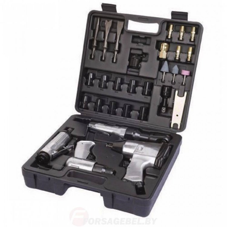 Пневмоинструменты в комплекте с аксессуарами, набор 34пр. в кейсе Пневмоинструменты в комплекте с аксессуарами, набор 34пр. в кейсе