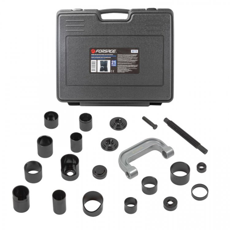 Съемник сайлентблоков и подшипников с набором оправок 21пр., в кейсе