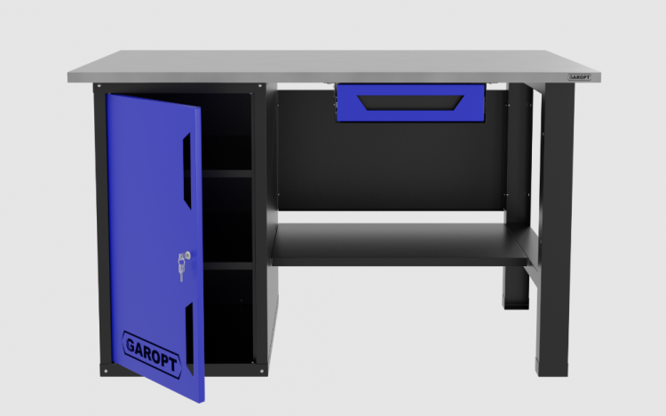 Верстак однотумбовый с ящиком 1400*700 GAROPT синий, GT1400STDY1.blue