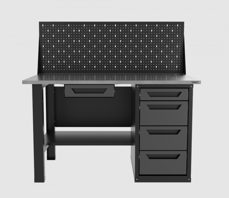 Верстак однотумбовый 4 ящика с экраном и ящиком серый 1400*700 Garopt, GT1400STY1Y4PP.grey