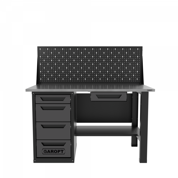 Верстак однотумбовый 4 ящика с экраном и ящиком серый 1400*700 Garopt, GT1400STY1Y4PP.grey