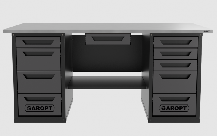Верстак с ящиком двухтумбовый 4 ящиков /5 ящиков 1800*700 серый GAROPT, GT1800Y1Y4Y5.grey