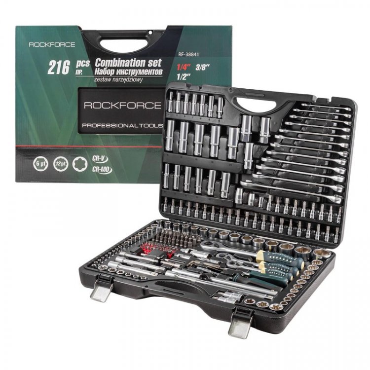 Набор инструментов 216пр.PROFI 1/4''3/8''1/2''(6гр.)(4-32мм)