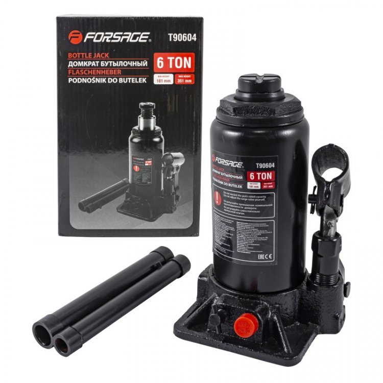 Домкрат бутылочный 6т с клапаном (h min-181мм, h max-351мм) Домкрат бутылочный 6т с клапаном (h min-181мм, h max-351мм)
