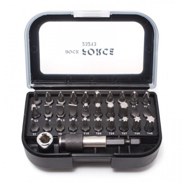 Набор бит с битодержателем и адаптером 1/4"Hex(F)-1/4"Sq(F), 1/4" 32пр.- 25ммL