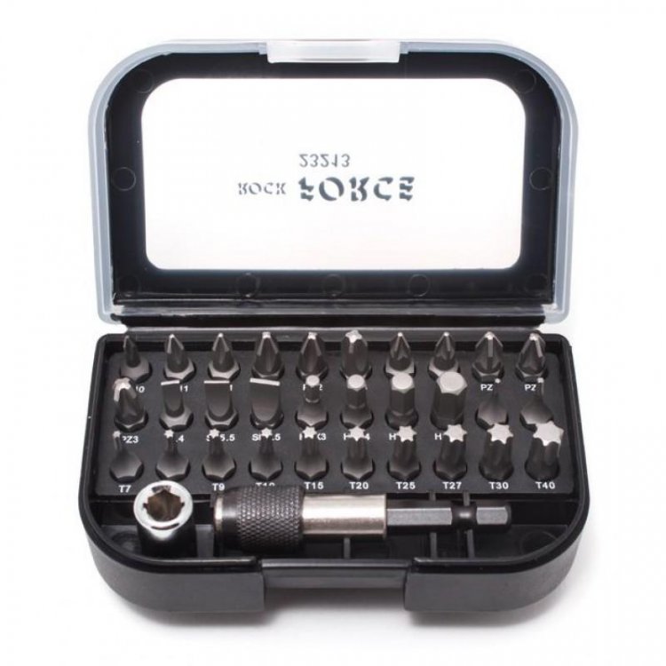 Набор бит с битодержателем и адаптером 1/4"Hex(F)-1/4"Sq(F), 1/4" 32пр.- 25ммL