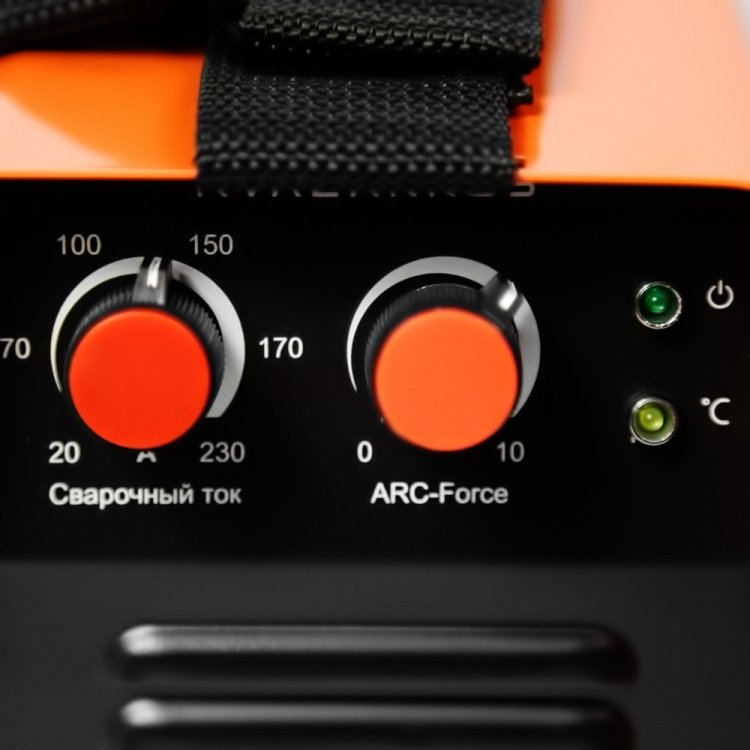 Сварочный аппарат KVAZARRUS 230 - Регулировка форсажа дуги (контроль стабилизации дуги). Горячий старт, антизалипание. Работает от 140В. MMA, розетки 25 мм2, напряжение питания: 220В±15%, Диапазон сварочного тока: 20-230А, ПВ: 60%, ремень для перенос