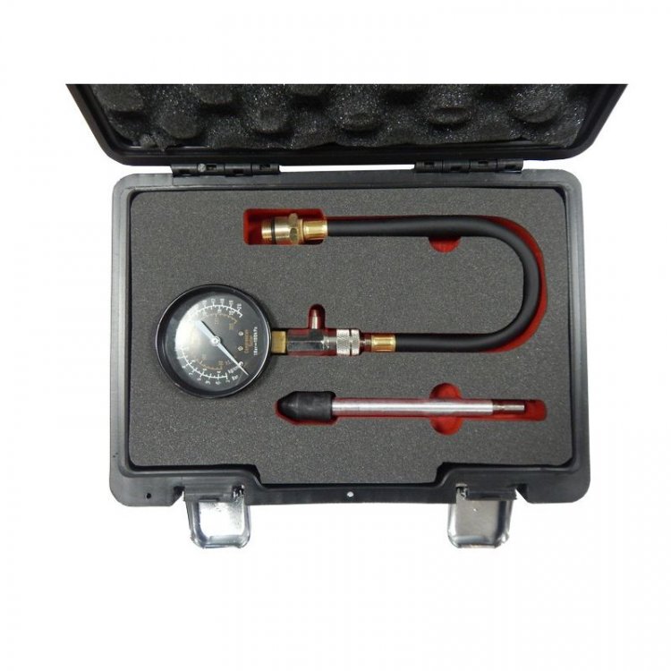 Тестер компрессии бензинового двигателя (удлинитель гибкий 310мм с резьбовыми адаптерами: М14х1.25,М18х1.5;удлинитель жесткий 150мм с прижимным наконе