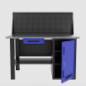 Верстак однотумбовый с ящиком и экраном 1400*700 GAROPT синий, GT1400STDY1PP.blue