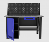 Верстак однотумбовый с ящиком и экраном 1400*700 GAROPT синий, GT1400STDY1PP.blue