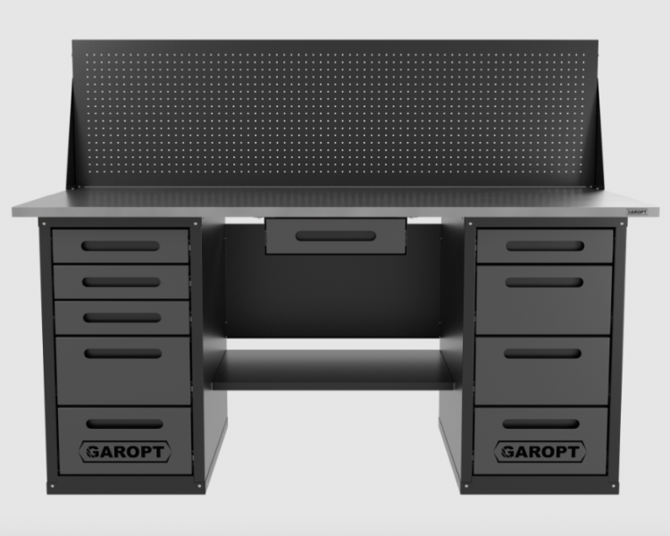 Верстак двухтумбовый 4 ящиков /5 ящиков с экраном и ящиком, 1800*700 серый GAROPT, GT1800Y1Y4Y5PP.grey Верстак двухтумбовый 4 ящиков /5 ящиков с экраном и ящиком, 1800*700 серый GAROPT, GT1800Y1Y4Y5PP.grey