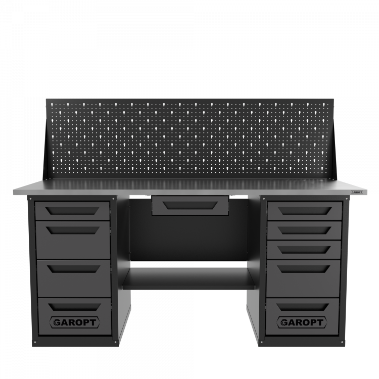 Верстак двухтумбовый 4 ящиков /5 ящиков с экраном и ящиком, 1800*700 серый GAROPT, GT1800Y1Y4Y5PP.grey