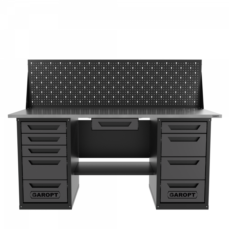 Верстак двухтумбовый 4 ящиков /5 ящиков с экраном и ящиком, 1800*700 серый GAROPT, GT1800Y1Y4Y5PP.grey