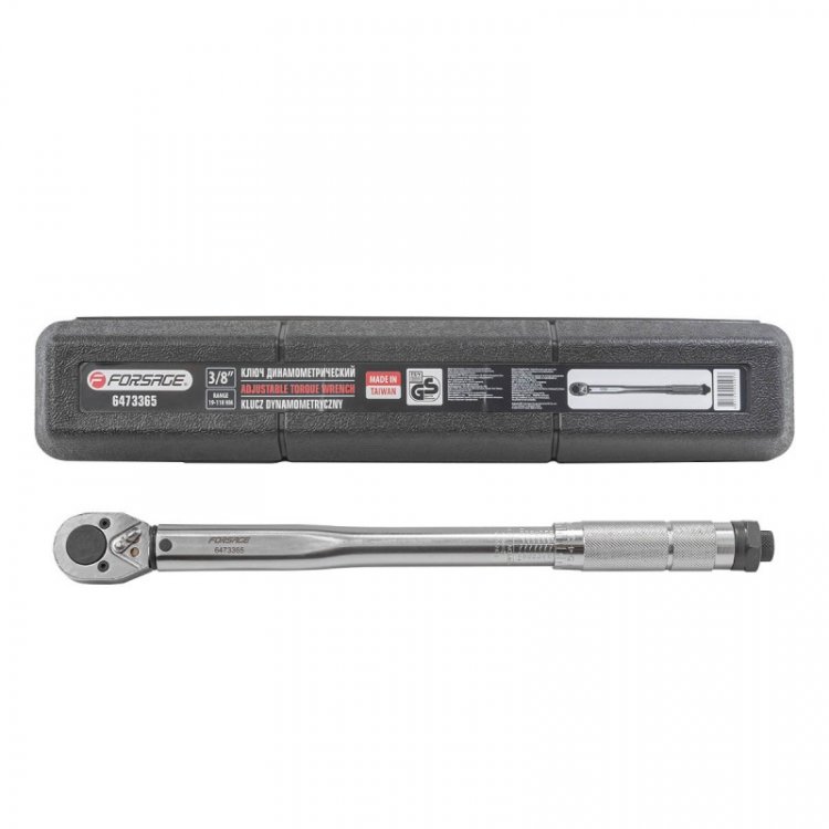 Ключ динамометрический щелчкового типа 19-110Нм, 3/8"(Тайвань),в пластиковом футляре