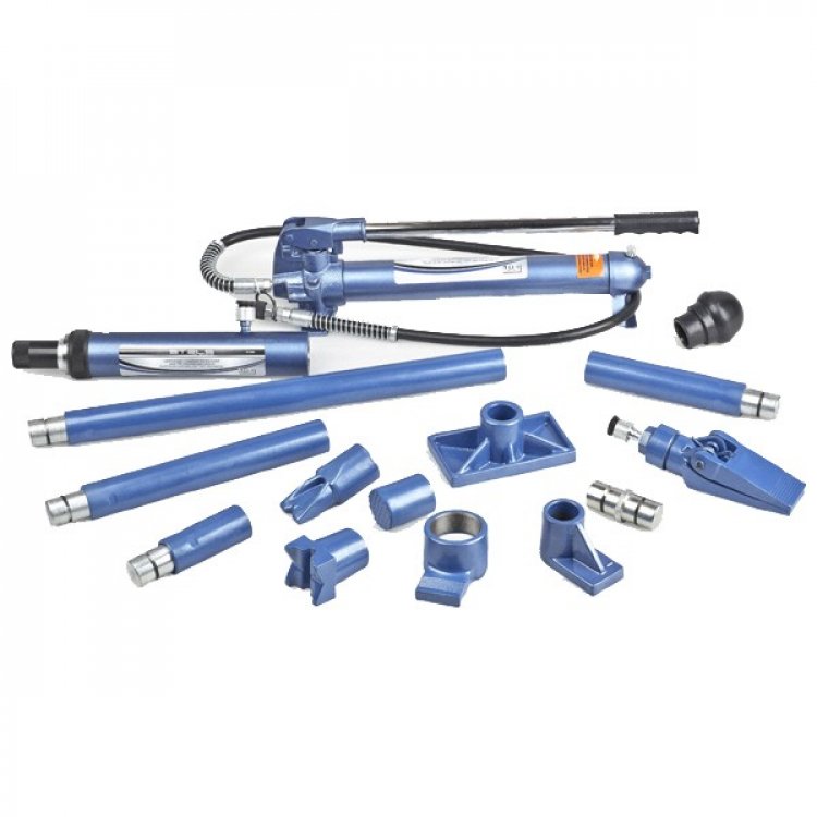 Растяжка гидравлическая, 10 т, набор из 17 предметов, 7 сменных насадок, в пласт. кейсе// Stels