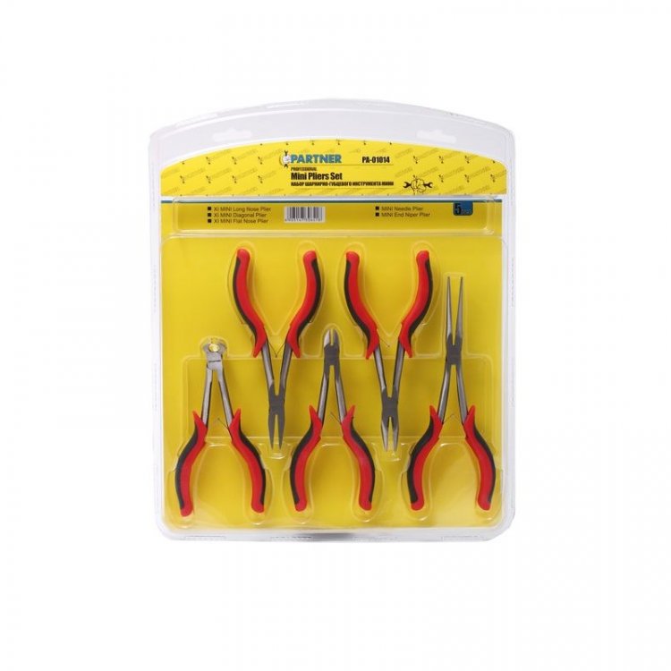 Набор шарнирно-губцевого инструмента мини 180мм CR-V, 5пр (утконосы, бокорезы, пассатижи, круглогубцы, торцевые кусачки), в блистере Набор шарнирно-губцевого инструмента мини 180мм CR-V, 5пр (утконосы, бокорезы, пассатижи, круглогубцы, торцевые кусачки), в блистере