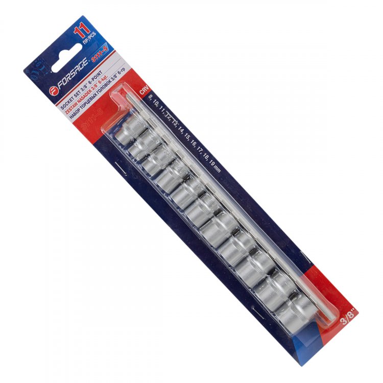 Набор головок 11пр. 3/8" (6гр.)(8,10-19мм) на планке Набор головок 11пр. 3/8" (6гр.)(8,10-19мм) на планке