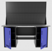 Верстак двухтумбовый с двумя экранами, синий 1800*700 Garopt, GT1800DDPP2.blue Верстак двухтумбовый с двумя экранами, синий 1800*700 Garopt, GT1800DDPP2.blue