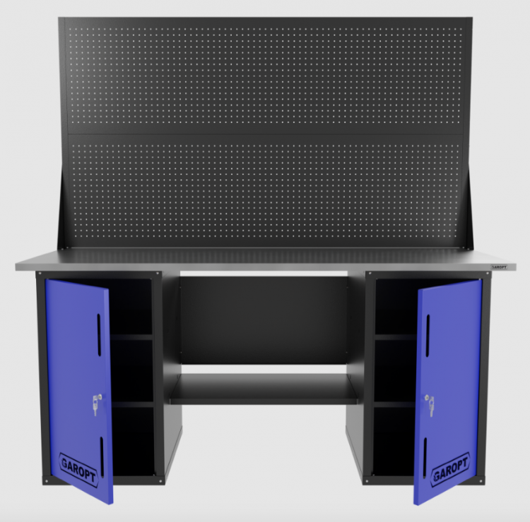 Верстак двухтумбовый с двумя экранами, синий 1800*700 Garopt, GT1800DDPP2.blue Верстак двухтумбовый с двумя экранами, синий 1800*700 Garopt, GT1800DDPP2.blue