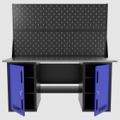 Верстак двухтумбовый с двумя экранами, синий 1800*700 Garopt, GT1800DDPP2.blue
