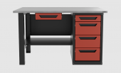 Верстак с ящиком однотумбовый 4 ящика красный 1400*700 Garopt, GT1400STY1Y4.red