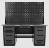 Верстак двухтумбовый 4 ящиков /5 ящиков с двумя экранами и ящиком, 1800*700 серый GAROPT, GT1800Y1Y4Y5PP2.grey