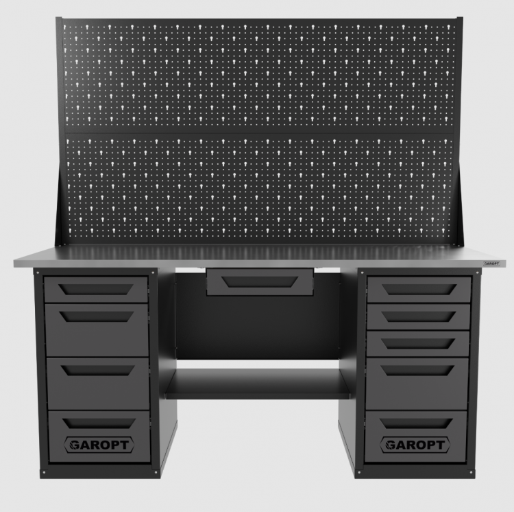 Верстак двухтумбовый 4 ящиков /5 ящиков с двумя экранами и ящиком, 1800*700 серый GAROPT, GT1800Y1Y4Y5PP2.grey Верстак двухтумбовый 4 ящиков /5 ящиков с двумя экранами и ящиком, 1800*700 серый GAROPT, GT1800Y1Y4Y5PP2.grey