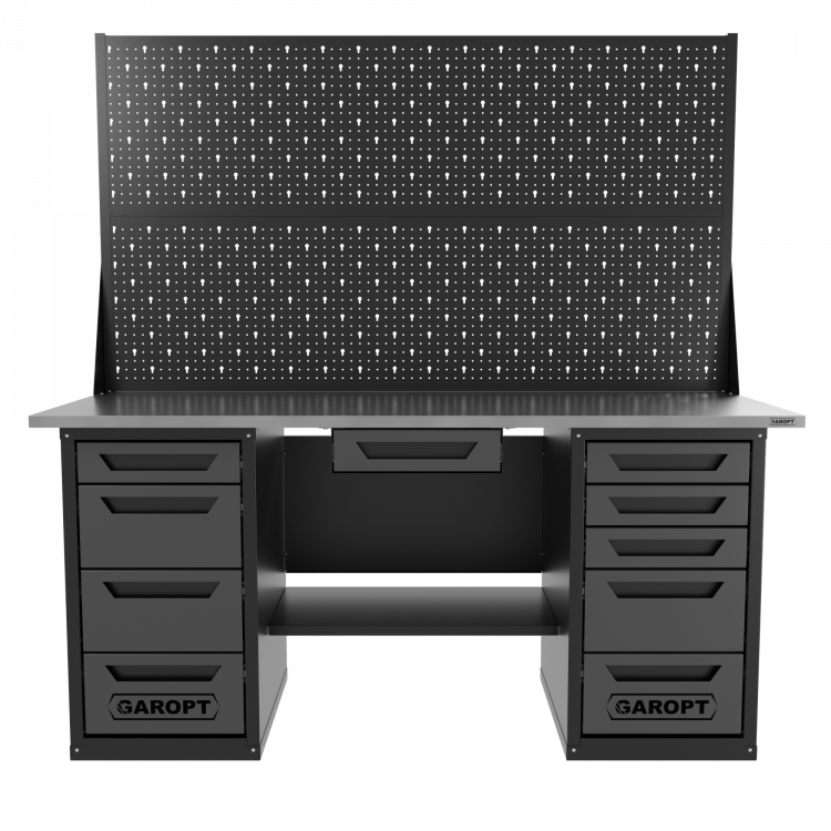Верстак двухтумбовый 4 ящиков /5 ящиков с двумя экранами и ящиком, 1800*700 серый GAROPT, GT1800Y1Y4Y5PP2.grey