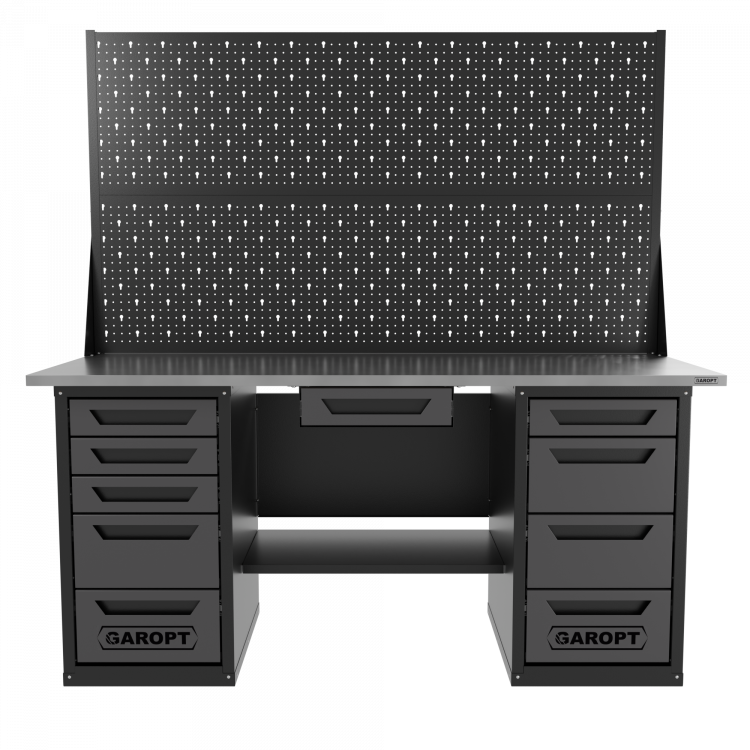 Верстак двухтумбовый 4 ящиков /5 ящиков с двумя экранами и ящиком, 1800*700 серый GAROPT, GT1800Y1Y4Y5PP2.grey